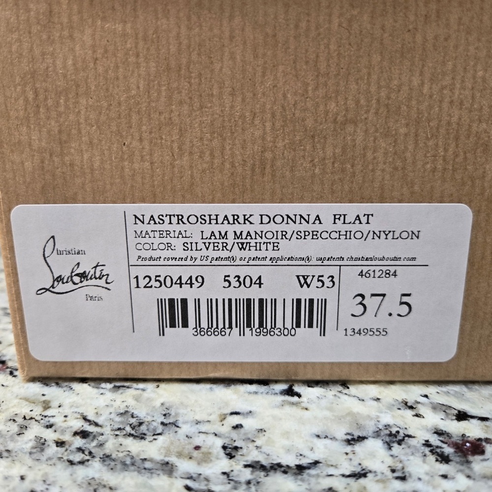 NEW Christian Louboutin Nastroshark Donna Flat Metallic Sneakers Size 37.5 - Picture 12 of 12